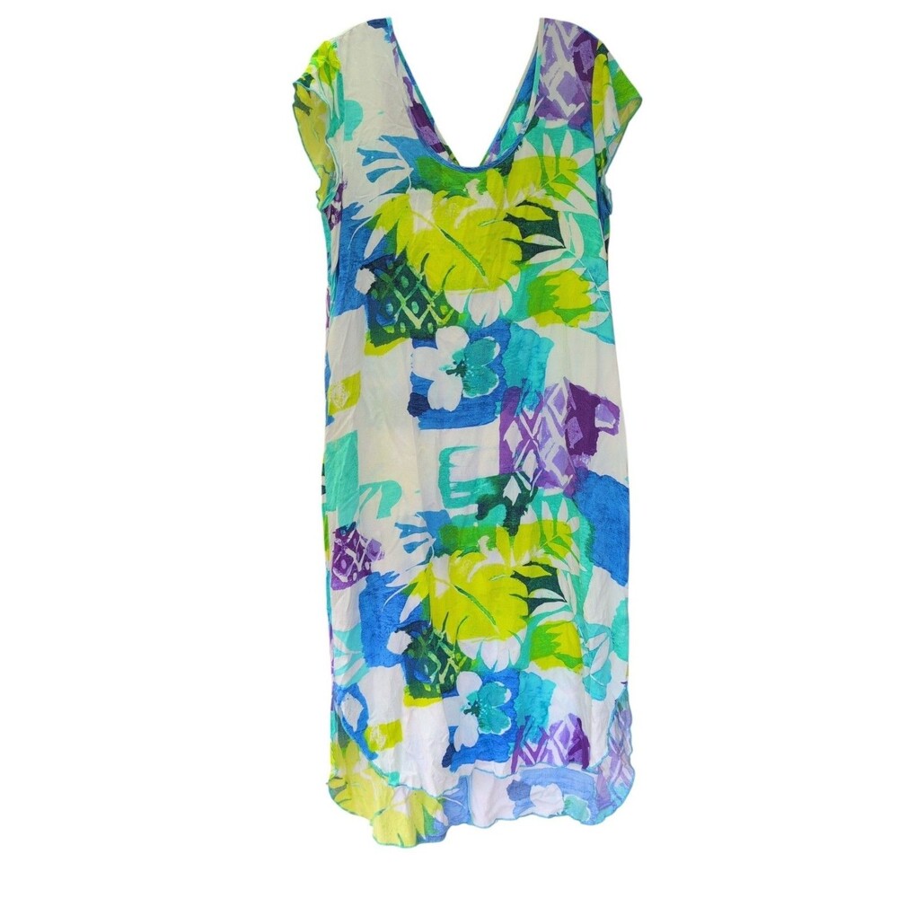 JAMS WORLD Cozumel Print Tropical Hawaiian Lightweight Dress Made In Hawaii XL